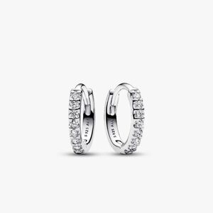 Pandora Sterling Silver Sparkling Huggie Hoop Earrings Brand New Never Worn